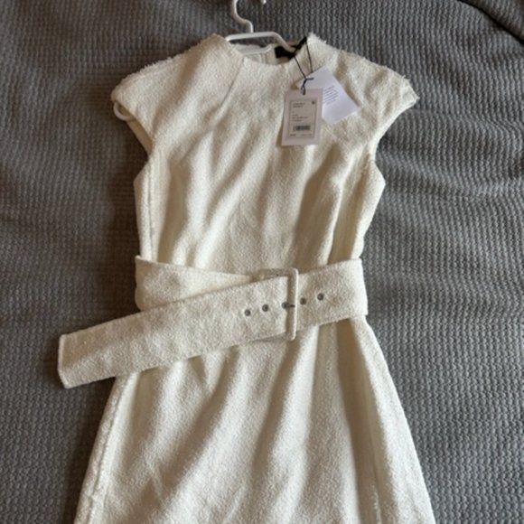 Theory Ivory Spring Boucle Belted Dress - Picture 1 of 2